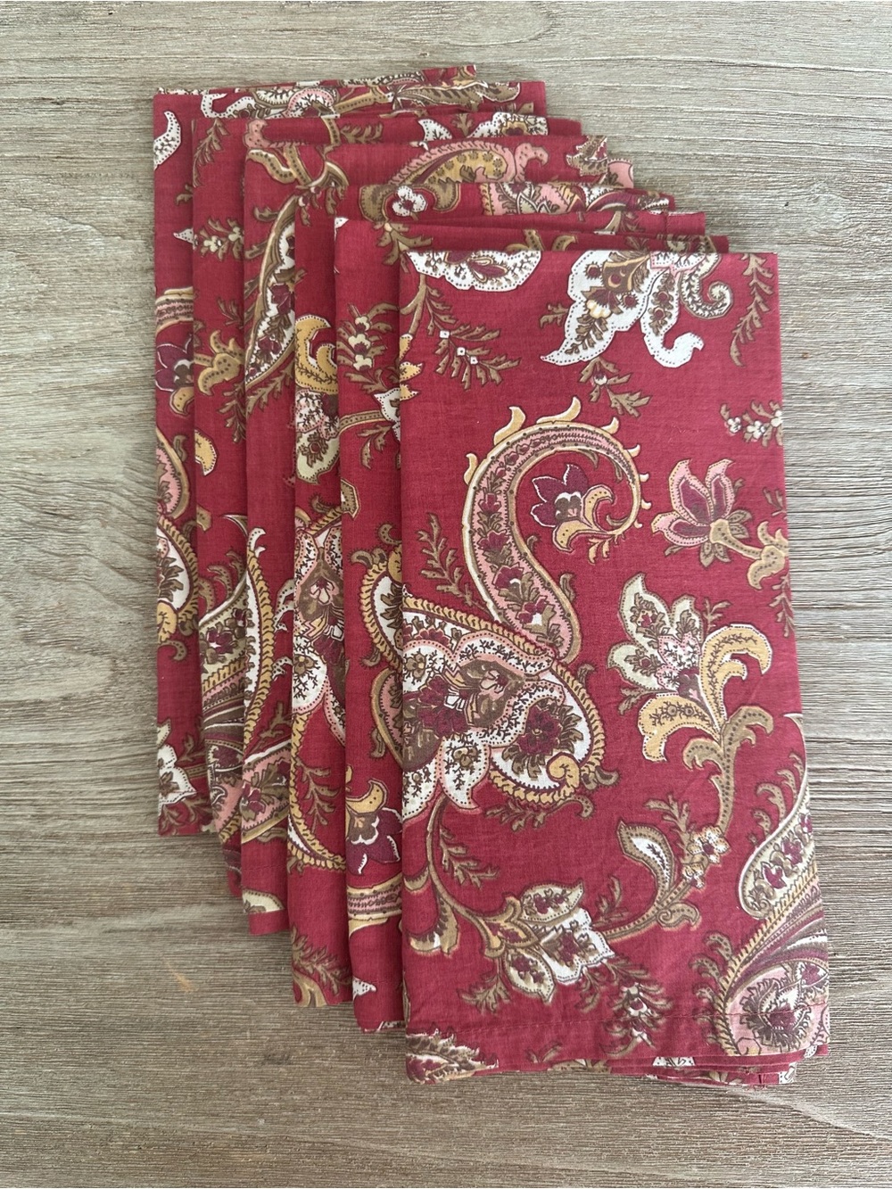 NWT Williams Sonoma  Paisley Set of 6 Dinner Napkins 100% Cotton